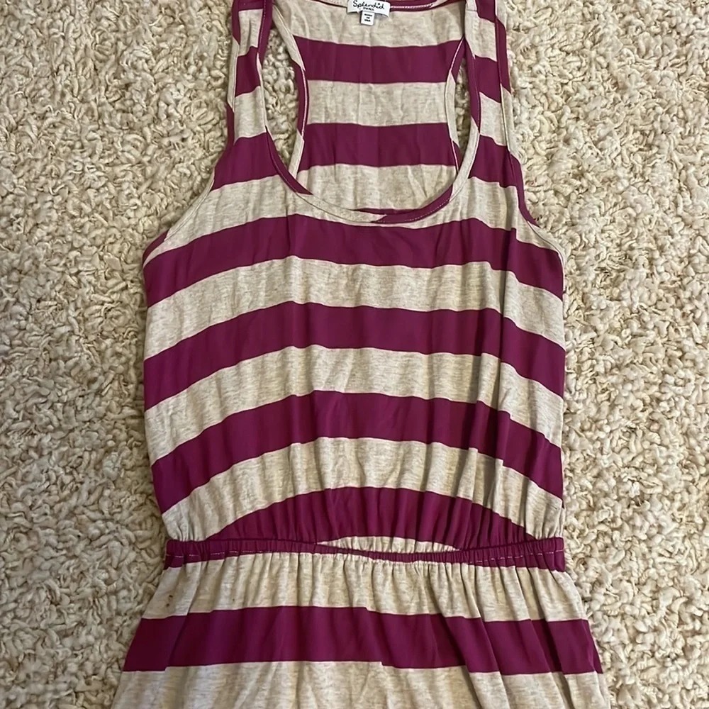 Splendid Maroon & Cream Stripe Racerback Sleeveless Short Dress Size Small
